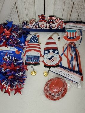 God Bless America Wood Sign & Home of the Brave Gnomes Patriotic Bundle